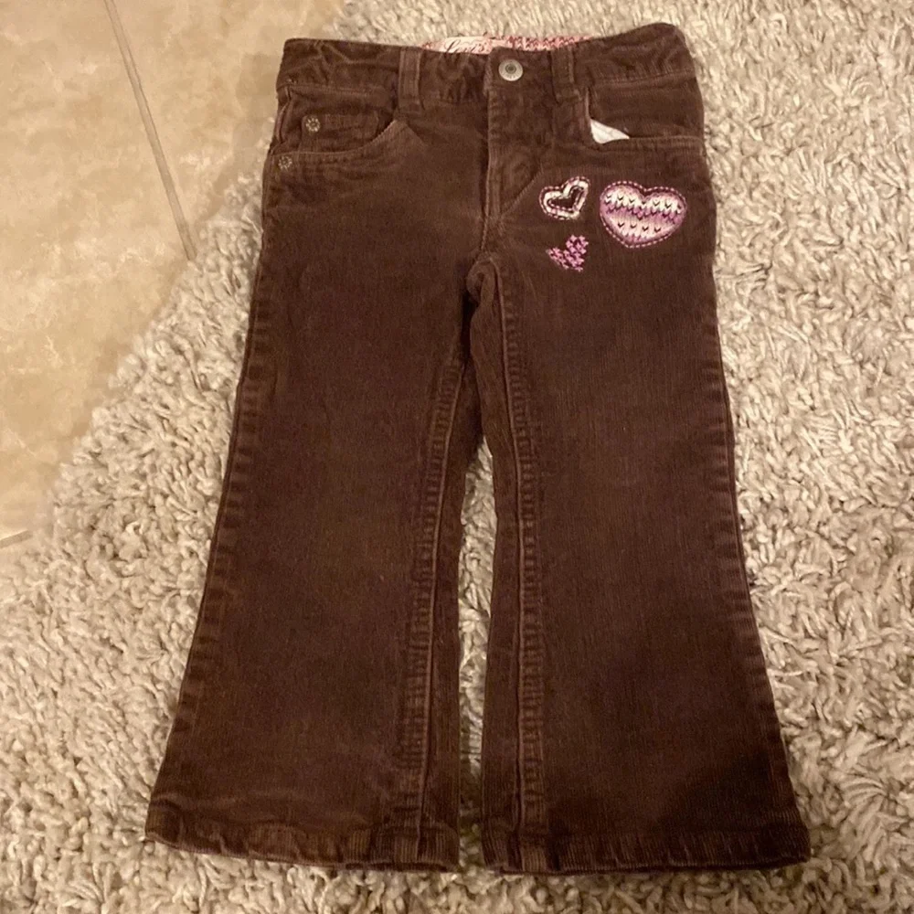 Levi’s Brown stretch corduroy with pink and purple yarn accents 2T